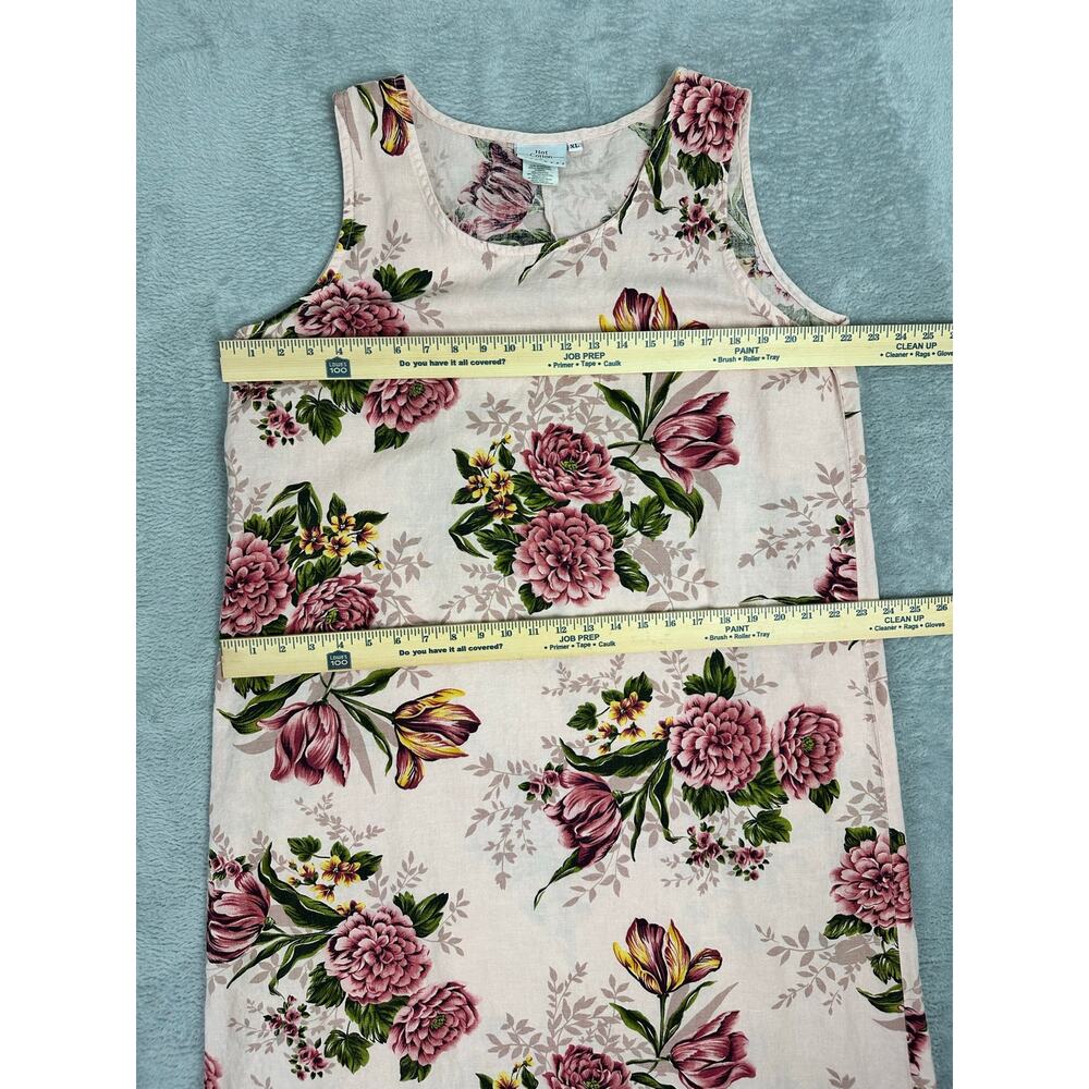 Vintage 90s Hot Cotton Marc Ware Pink Floral Maxi Dress XL Linen Cotton Blend - Picture 4 of 6